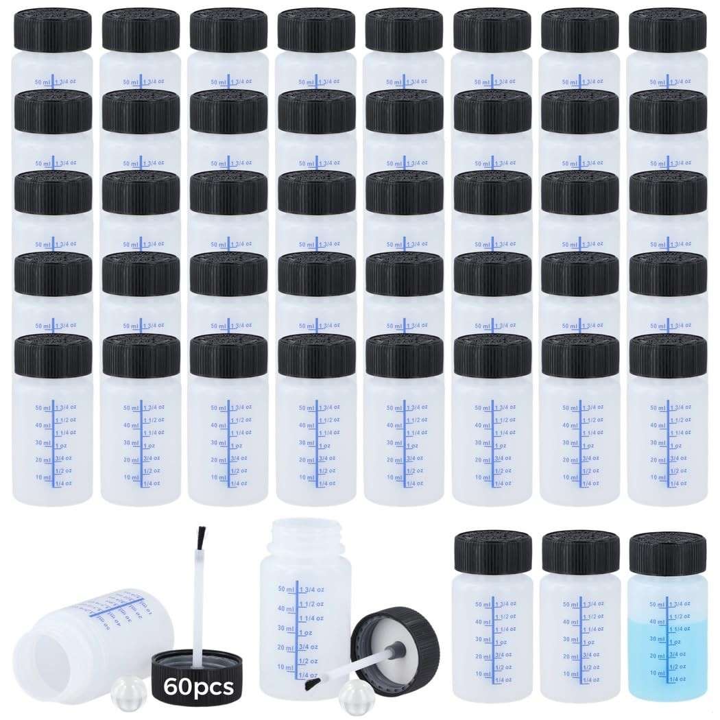Pacote com 60 Frascos de Tinta Vazios 60ml + Pincéis | Ideal para Reparos e Projetos Criativos