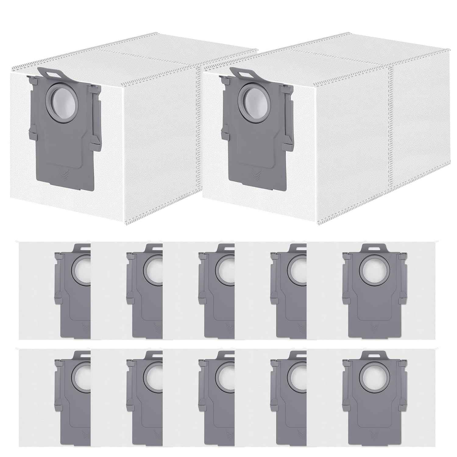 Pacote com 12 Sacos para Aspirador Roborock QV 35S/35A/Qrevo S5V/Saros 10R - 3L, Filtro 99,9% - Substituição Premium