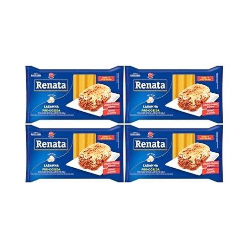 Kit com 4 pacotes de Massa de Sêmola com Ovos para Lasanha Pré-Cozida de 200g cada - Renata