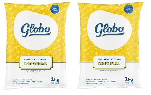 Farinha De Trigo Tipo 1 Globo Original Kit 2 Pacotes 1Kg