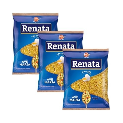 Kit com 3 Pacotes de Macarrão de Sêmola com Ovos Ave Maria de 500g cada - Renata