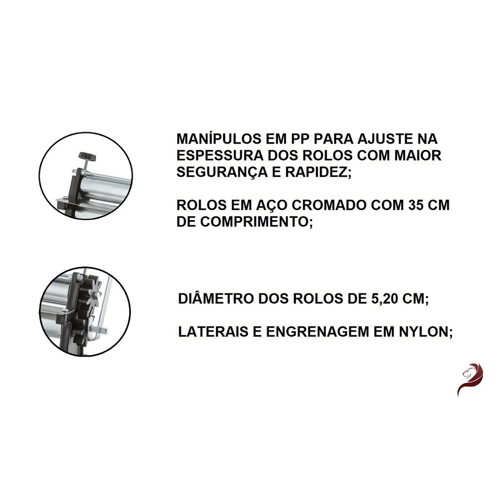 Cilindro de Massas 35 cm Cromado Super Doro Malta: Alta Performance para Pizzas e Pães