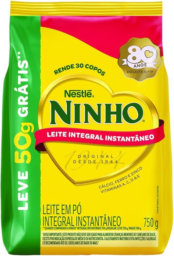Leite Pó Instantâneo Integral Ninho Pacote Leve 750g Pague 700g