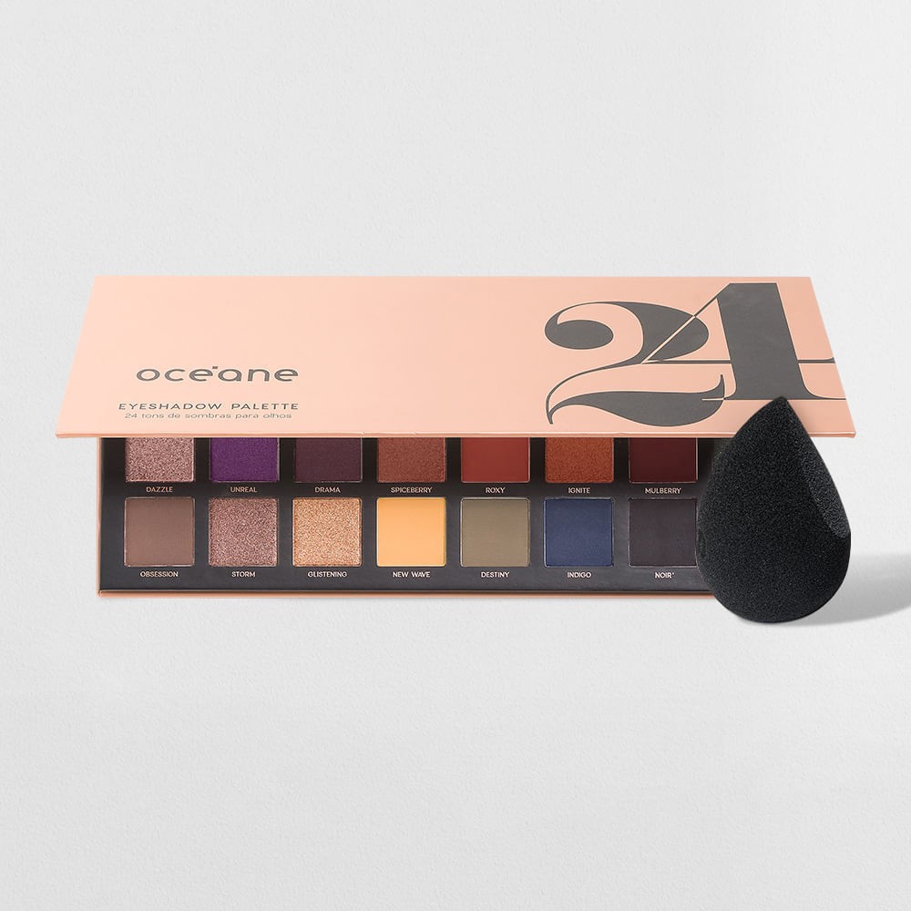Paleta de Sombras 24 Cores + Esponja: Seu Look Perfeito!