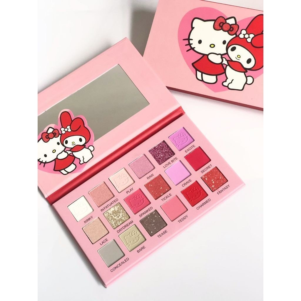 Paleta de Sombras Hello Kitty 18 Cores - Coleção de Maquiagem Fofa e Versátil