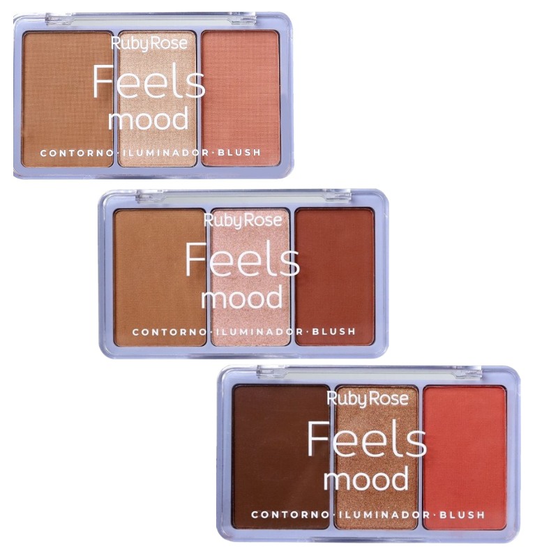 Paleta Feels Mood Ruby Rose: Contorno, Blush e Iluminador