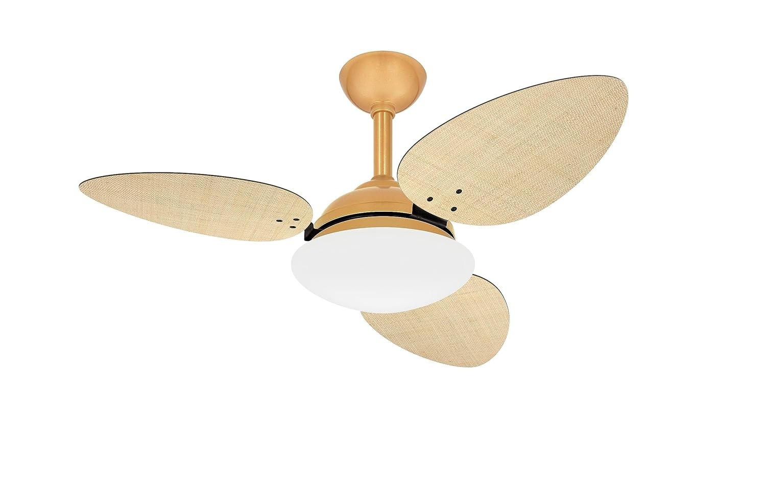 Ventilador de Teto Dourado Silencioso 3 Pás Palha Ventax 110V - Design Elegante e Baixo Ruído