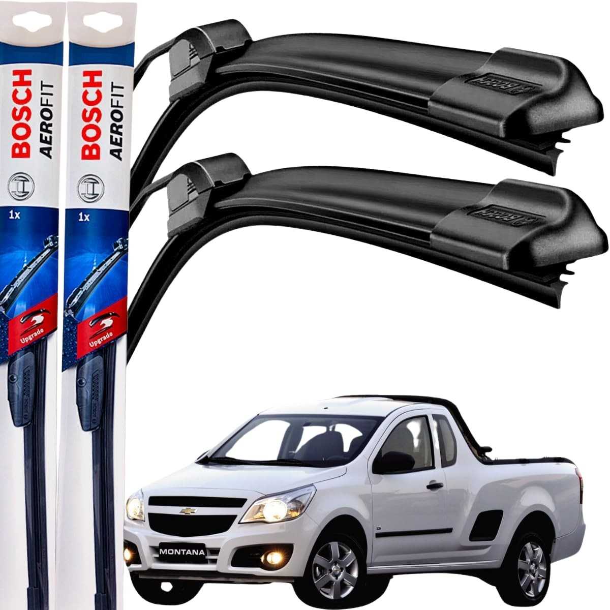 Par de Palhetas Limpador Parabrisa Bosch Aerofit Original GM Montana 2003-2010