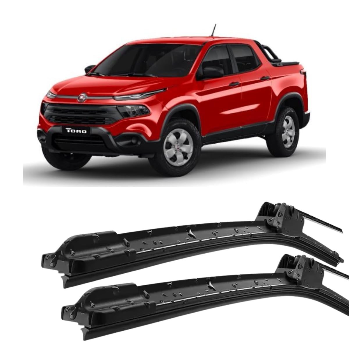 Par de Palhetas Limpador Para-Brisa em Silicone para Fiat Toro (2016-2022) - Encaixe Tipo Gancho