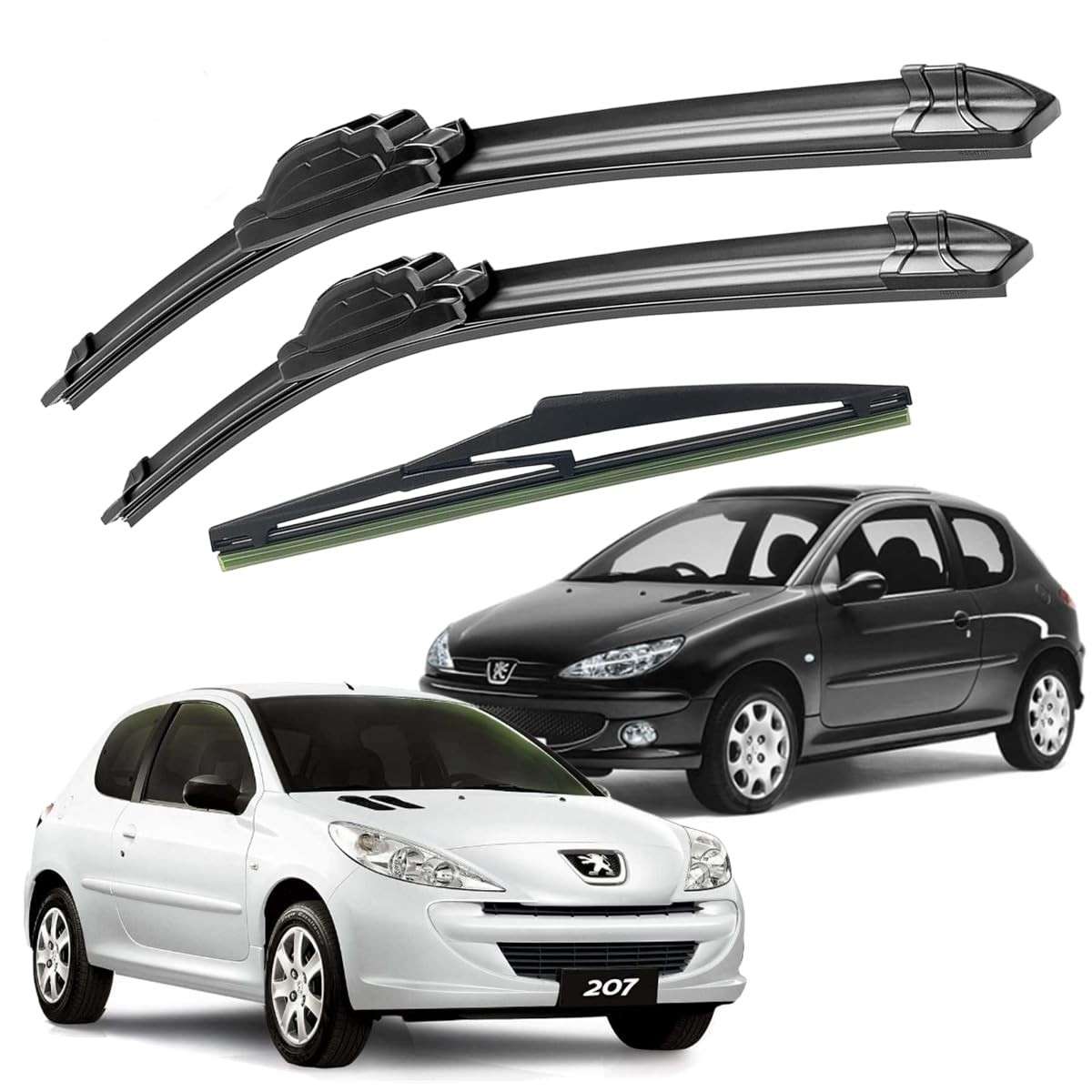 Kit 3 Palhetas Limpador Parabrisa Peugeot 206/207 (1998-2015) - Visibilidade Total!