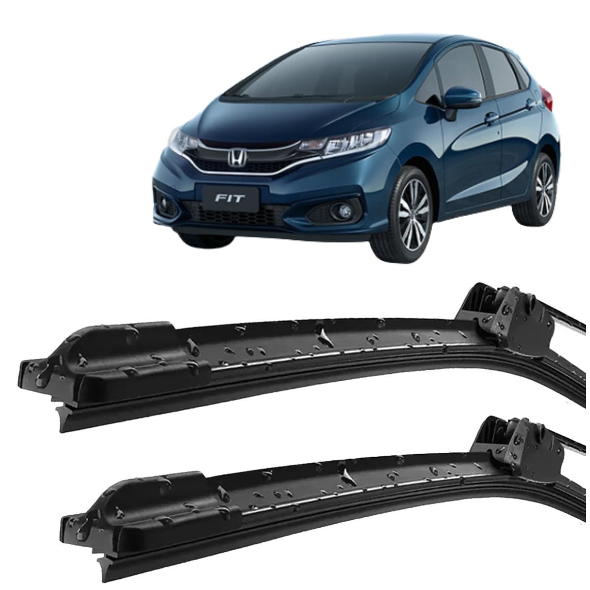 Par de Palhetas Limpador Para-Brisa Honda Fit 2003-2008 Silicone - Visão Clara e Segura