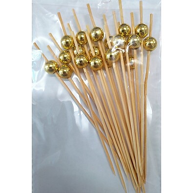 Palito Petiscos Bambu Dourado 12cm - 20 Unidades