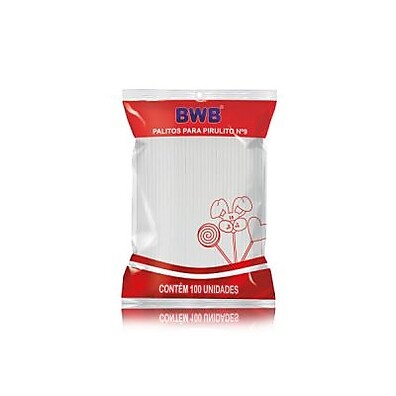 Palitos de Pirulito BWB: 100 Unidades, 9cm
