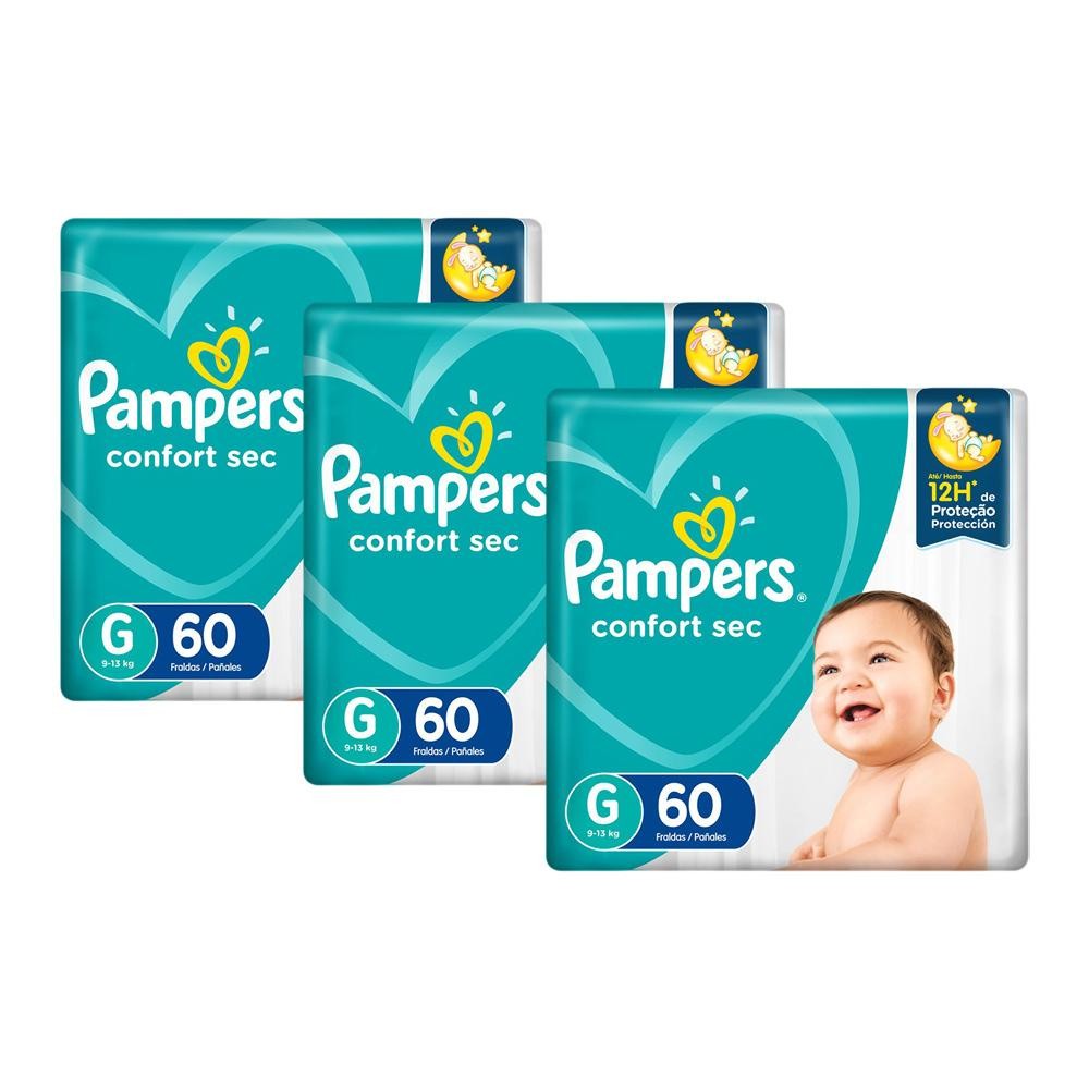 Pampers Confort Sec G: 180 Fraldas para Noites Secas!