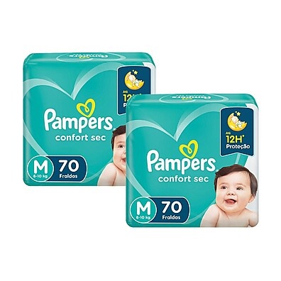 Pampers Confort Sec M: 140 Fraldas para Noites Tranquilas!