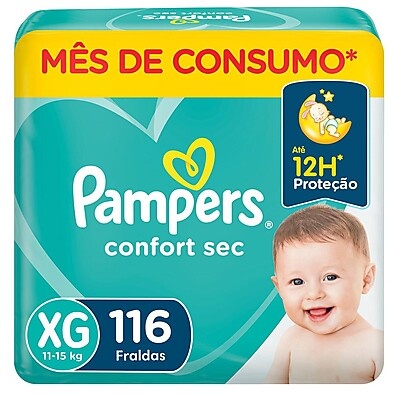 Pampers Confort Sec XG 116un: Noites Secas e Conforto Real