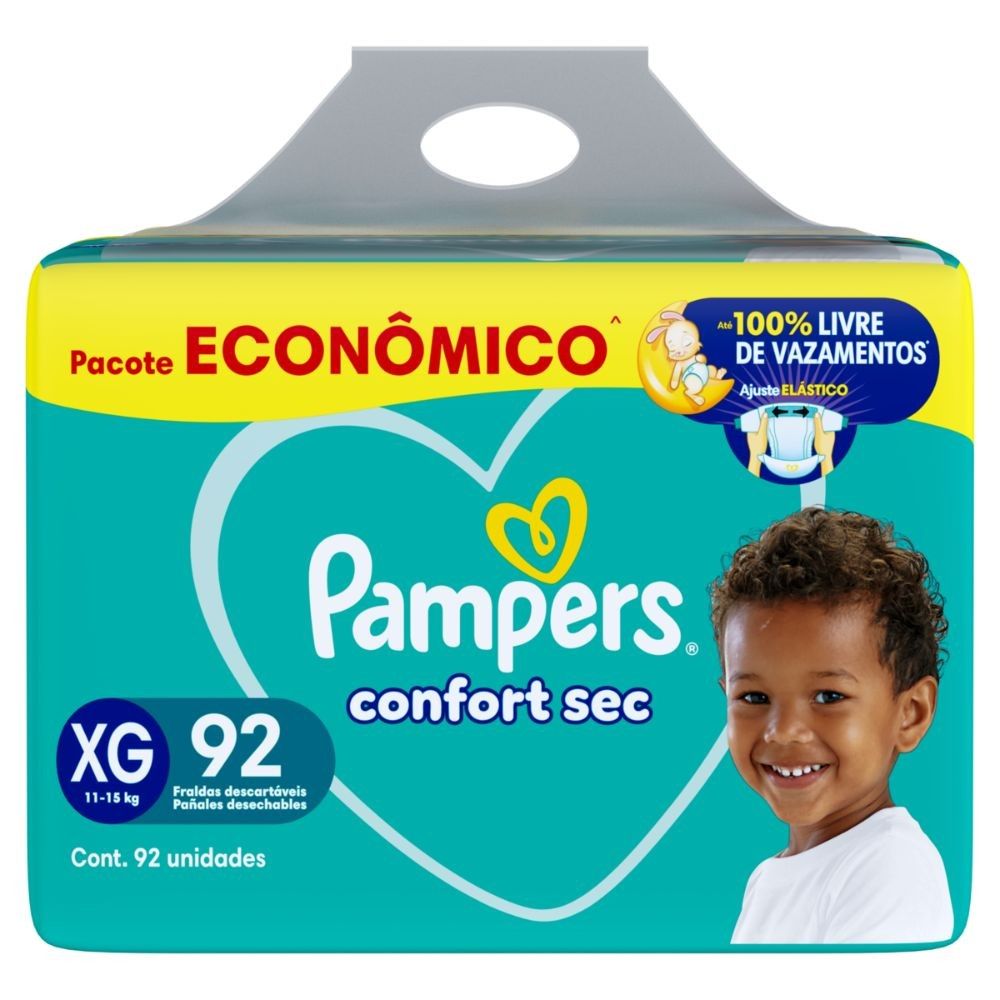 Pampers Confort Sec XG: 92 Fraldas para Noites Tranquilas