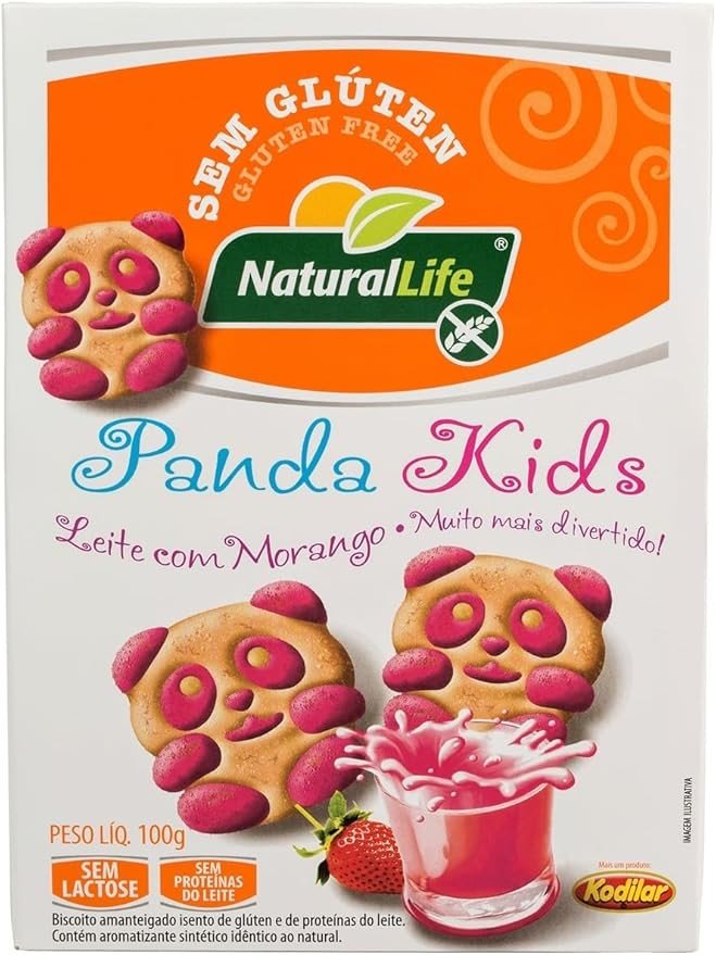 Panda Kids Natural Life - Sabor Leite com Morango - Sem Glúten - Sem Lactose - 100g
