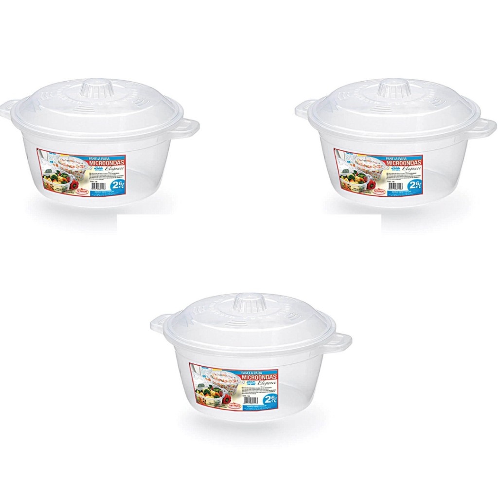 Panelas Micro-ondas Elegance 2,6L: Kit 3 Peças