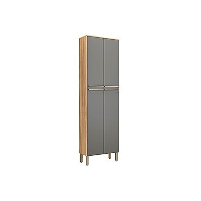 Paneleiro Nápoli Prime 4 Portas 222cm – Amêndoa/Chumbo