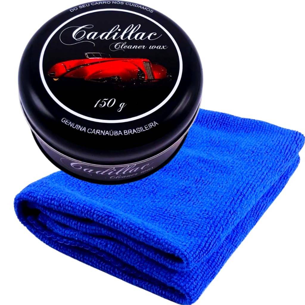 Kit Cadillac Cleaner Wax 150g: Limpeza Profunda e Brilho Intenso + Pano Microfibra 40x40cm