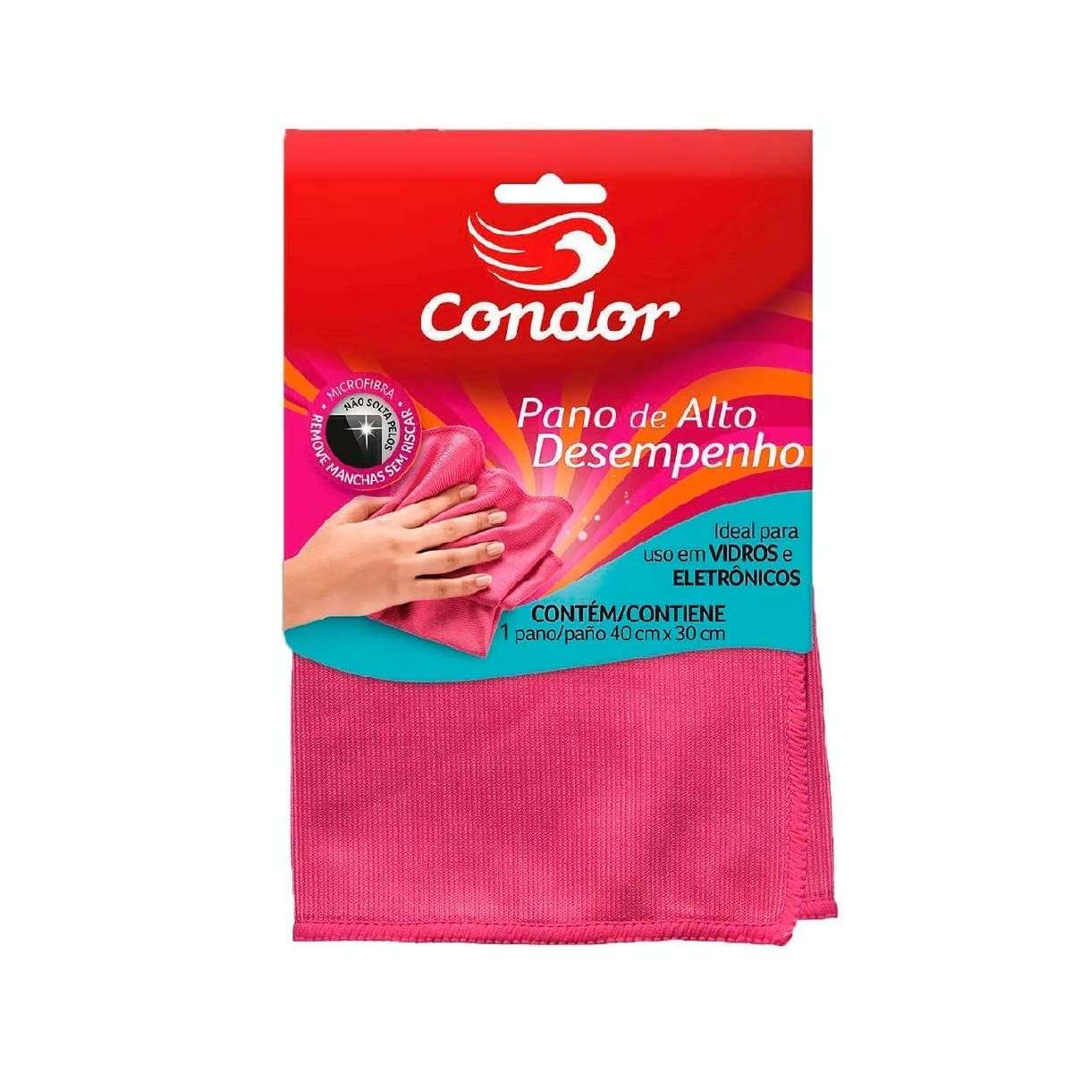 Pano de Microfibra Rosa para Vidros e Eletrônicos - Condor 1678