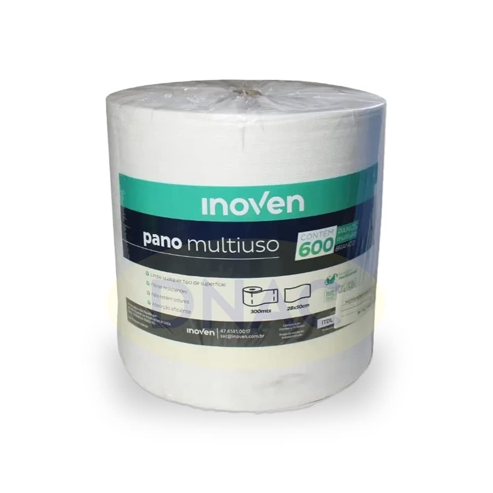 Pano Perfex Branco Multiuso 28cm x 300m - Reutilizável e Descartável para Limpeza
