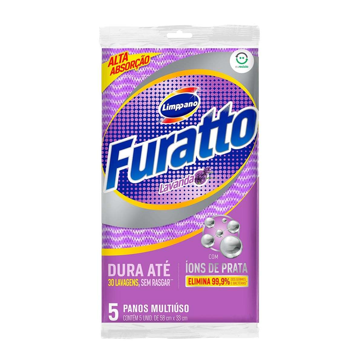 Pano Limppano Multiuso Furatto Lavanda - Absorção Rápida e Proteção Antibacteriana