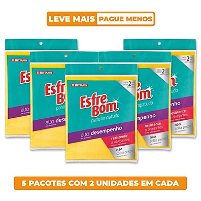 Pano Limpatudo EsfreBom: 10 Unidades para Limpeza Impecável