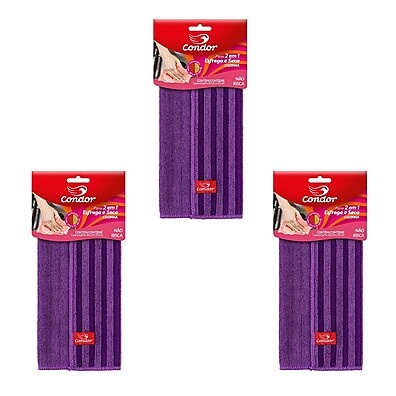 Pano Microfibra Cozinha 30x30cm Roxo – Kit com 3 Unidades
