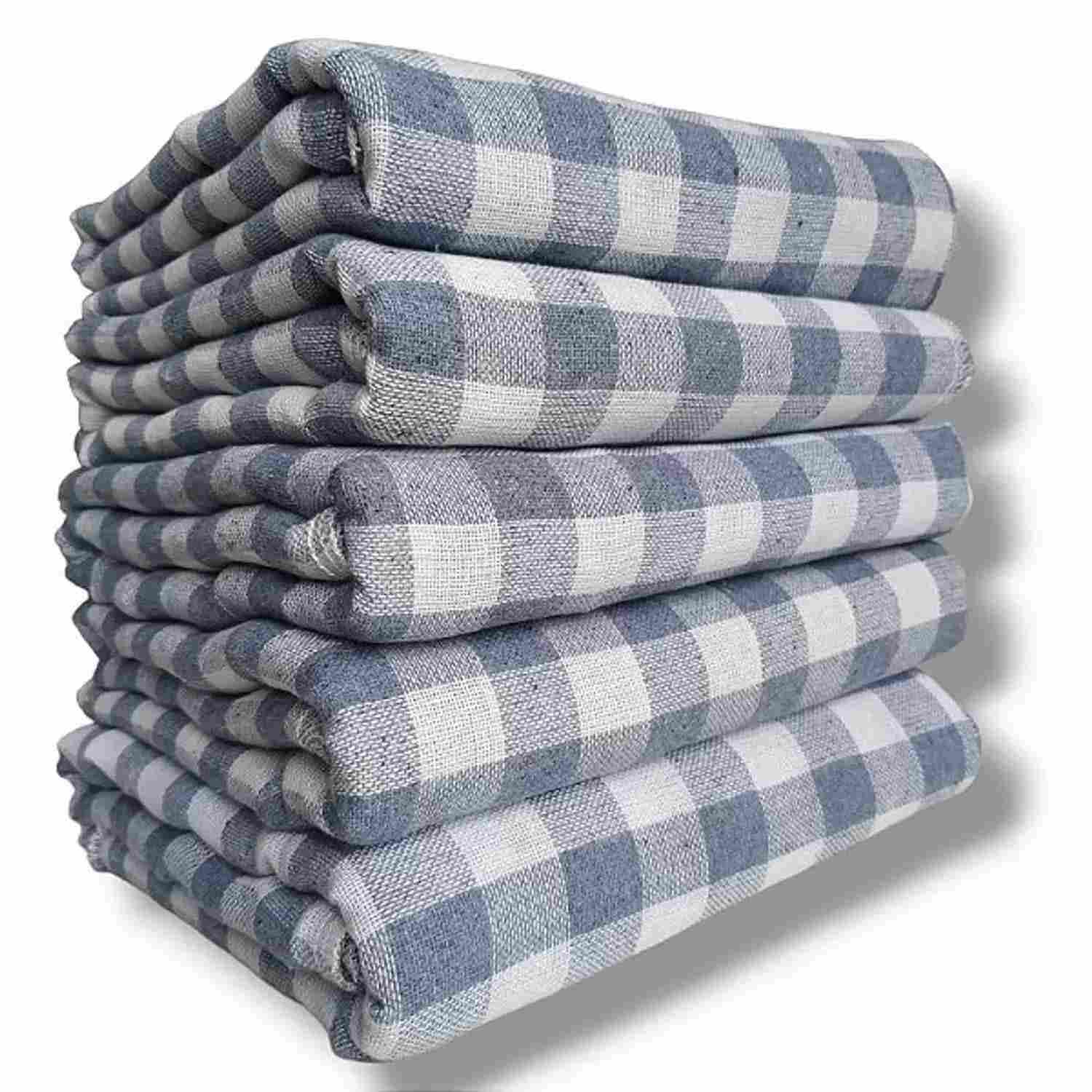 Kit 10 Panos de Chão Xadrez Extra Grande 50cm x 80cm em 100% Algodão com Ótima Absorção
