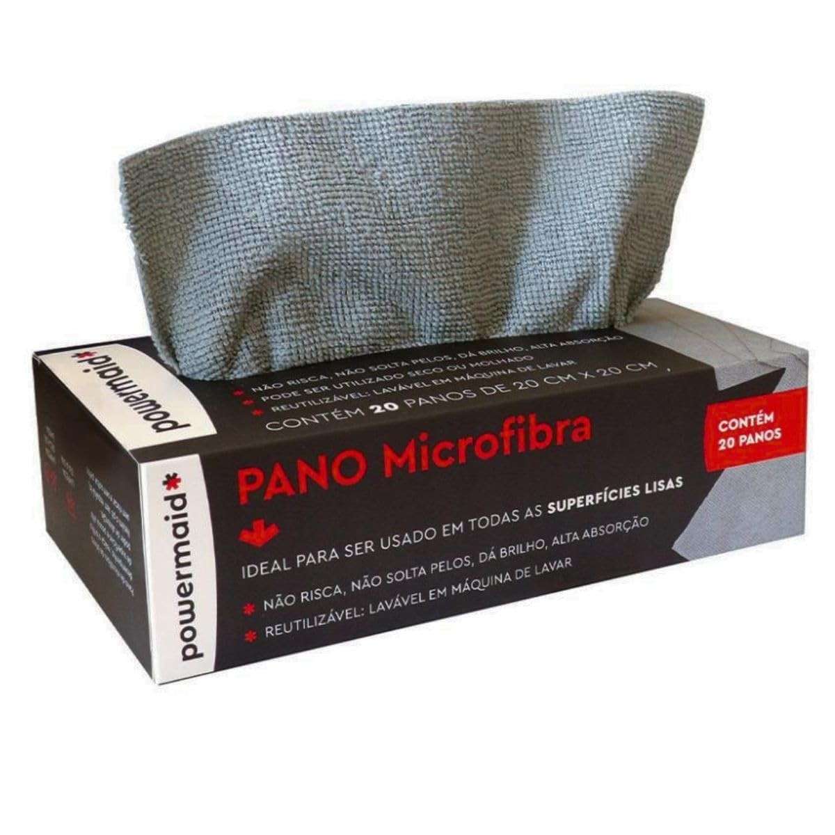 Kit 20 Panos de Microfibra Multiuso 20x20cm - Limpeza Impecável e Sem Resíduos