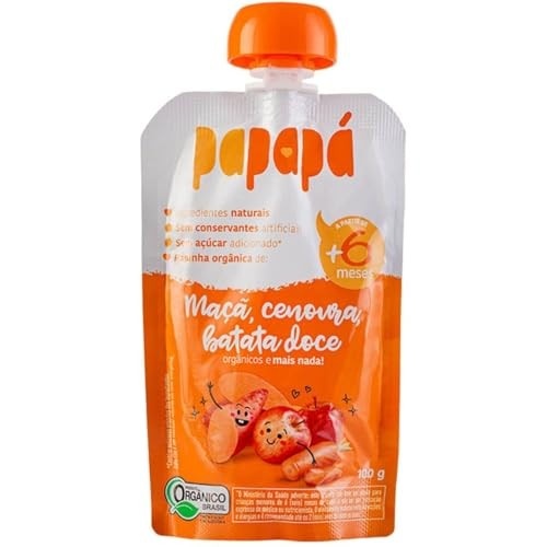 Papinha Orgânica Maçã, Cenoura e Batata Doce 100g - Papapá