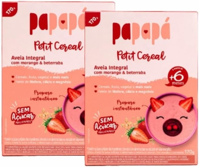 Kit 2X: Cereal Infantil Aveia, Morango e Beterraba Papapá 170g