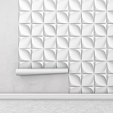 Papel de Parede 3D Flores Brancas e Cinza – Decore com Estilo