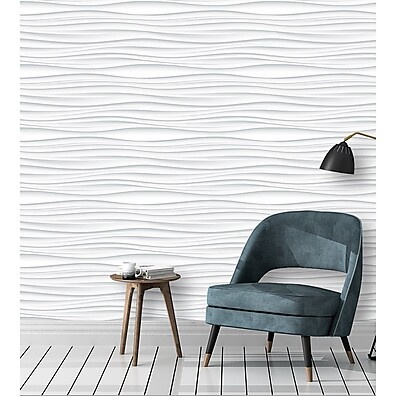 Papel de Parede 3D Ondas: Cinza e Branco