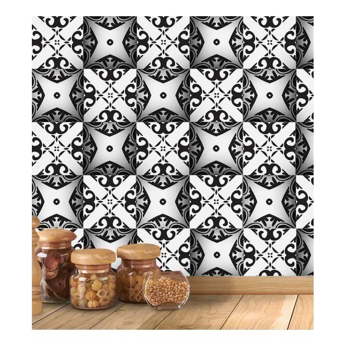 Papel de Parede Azulejo: Cozinha em Preto e Branco