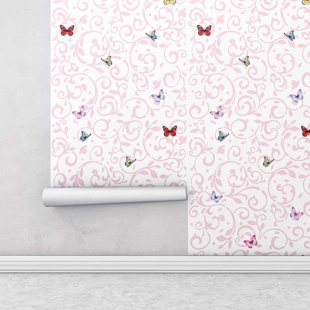 Papel de Parede Borboletas Rosa: Encanto Infantil