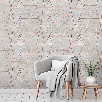 Papel de Parede Cimento Rose: Elegância Geométrica