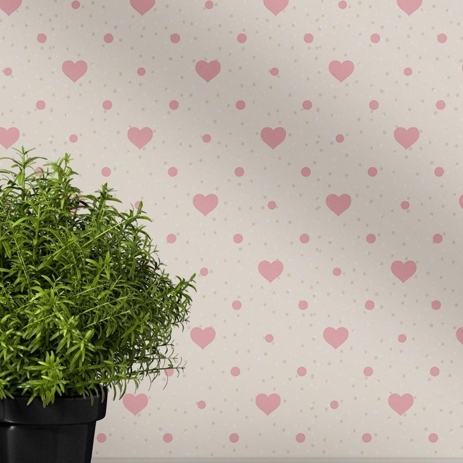 Papel de Parede Corações Rosa: Decore Fácil!