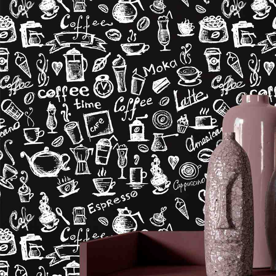 Papel de Parede Cozinha Café Preto: Elegância Lavável