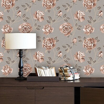 Papel de Parede Floral Bege e Marrom: Transforme seu Espaço!