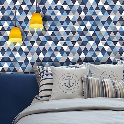 Papel de Parede Geométrico Azul e Cinza: Decore com Estilo e Simplicidade