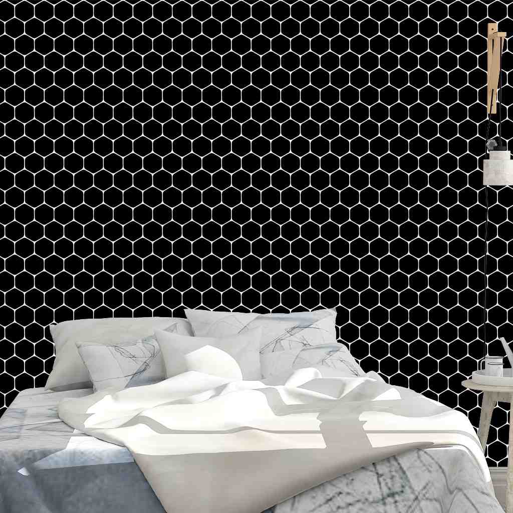 Papel de Parede Hexágono Preto: Decore Fácil!