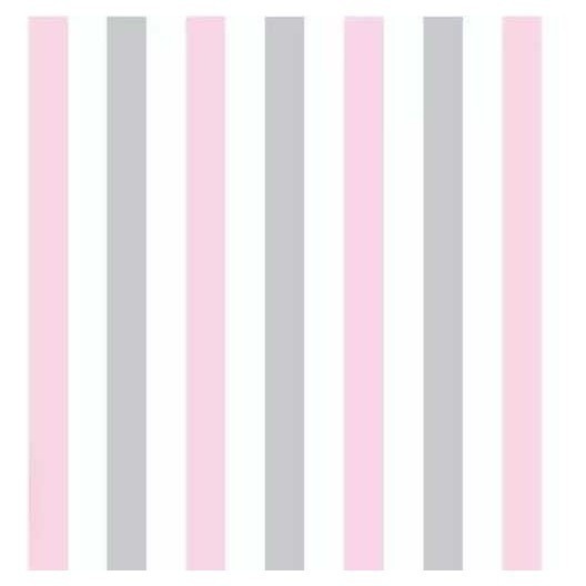 Papel de Parede Listrado Rosa, Branco e Cinza