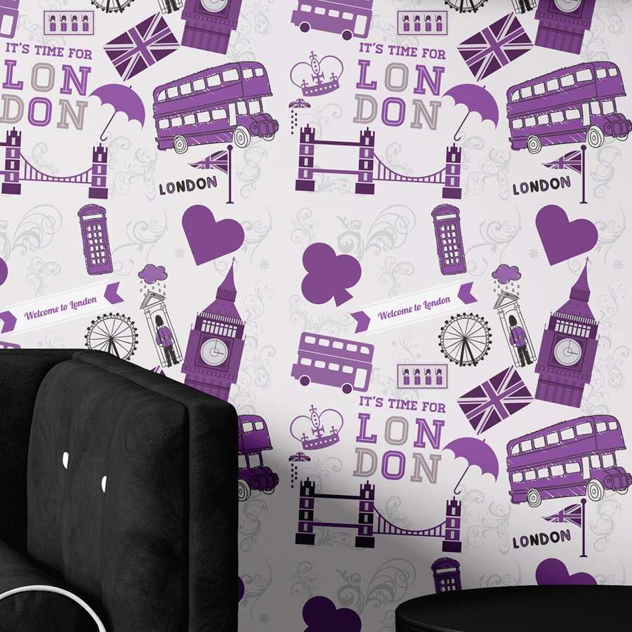 Papel de Parede Londres Roxo Autoadesivo: Transforme sua Sala ou Quarto com Facilidade