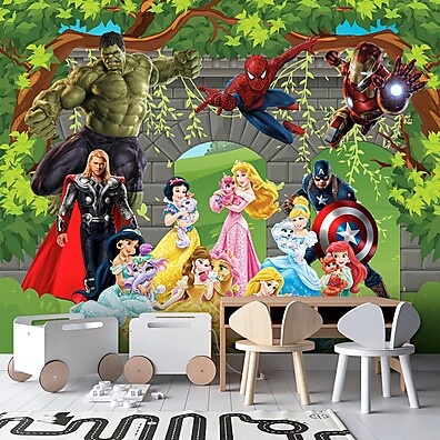 Papel de Parede Personalizado: Princesas e Heróis para Quarto Infantil