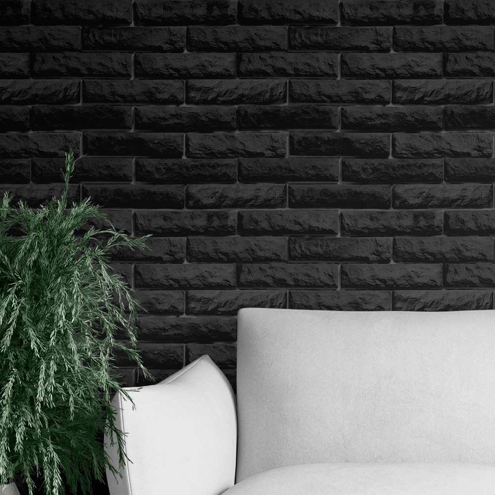 Papel de Parede Tijolos Pretos 3M: Rústico e Lavável