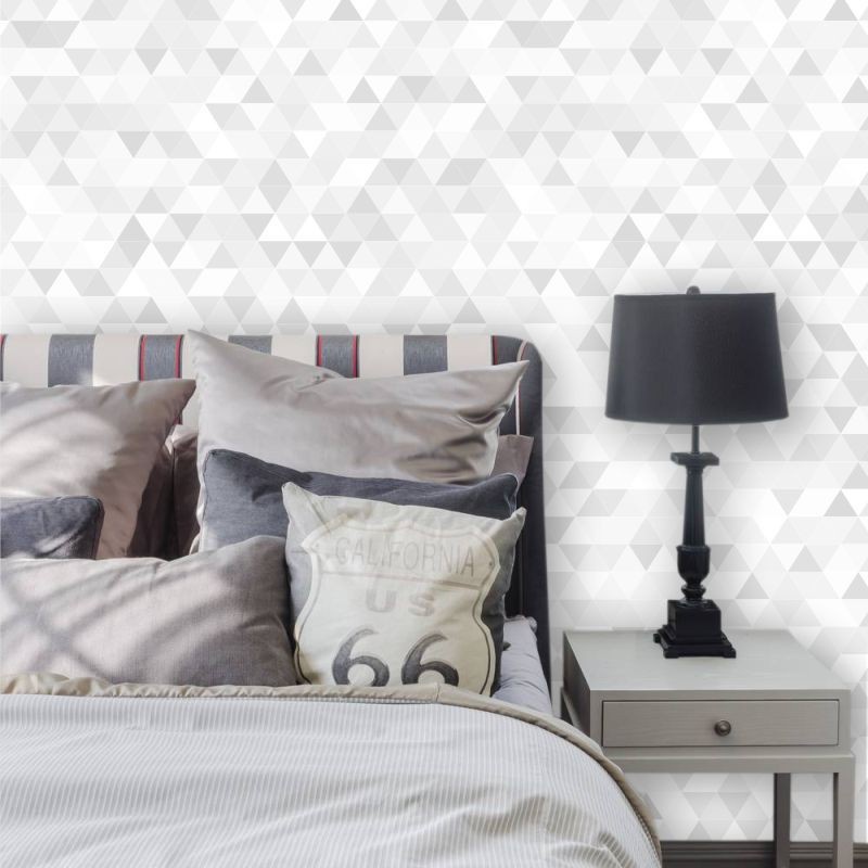 Papel de Parede Triângulos Cinza: Decore Fácil!