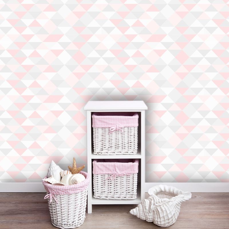 Papel de Parede Triângulos Rosa e Cinza: Decore Já!